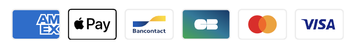 Moyens de paiement acceptés : Amex, Apple Pay, Bancontact, CB, Mastercard, Visa